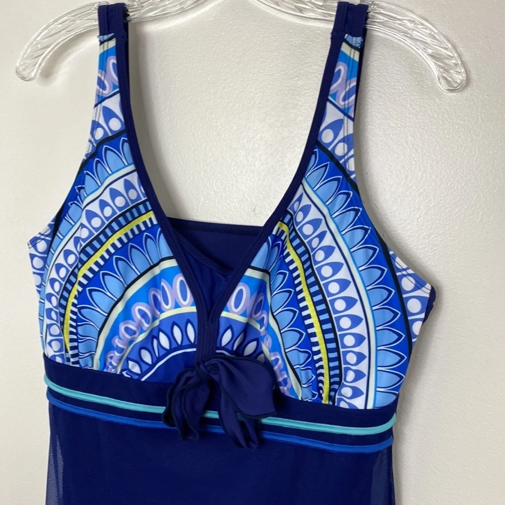 One Piece Swimsuit with Sheer Coverup Skirt size XL